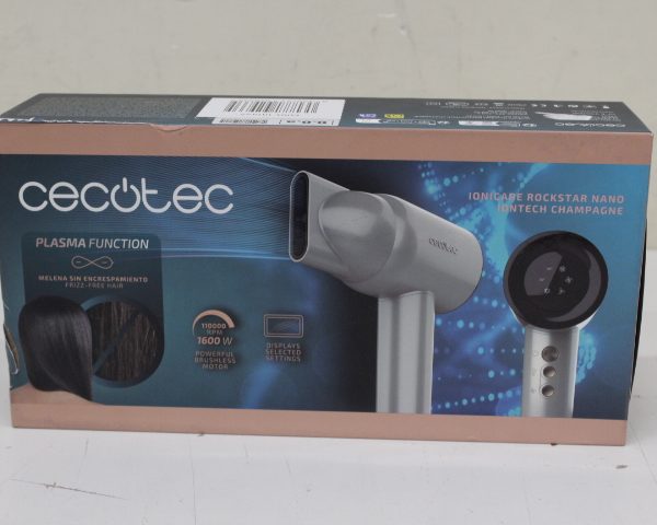 SALE OUT. Cecotec IoniCare RockStar Nano IonTech Champagne Hair dryer | Cecotec Hair Dryer | IoniCare RockStar Nano IonTech Champagne | 1600 W | Number of temperature settings 3 | Ionic function | Champagne | DAMAGED PACKAGING, UNPACKED