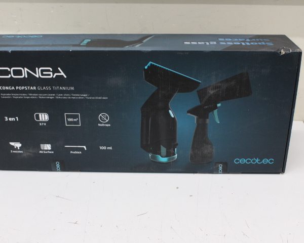 SALE OUT. Cecotec Conga Popstar Glass Titanium Window vacuum cleaner | Cecotec Window Vacuum Cleaner | Conga Popstar Glass Titanium | Cordless | Black | DAMAGED PACKAGING, UNPACKED
