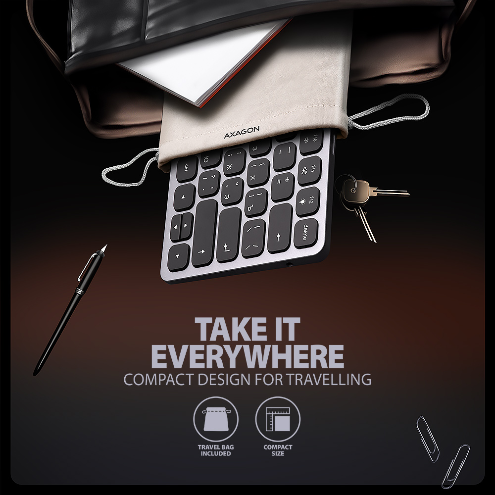 AXAGON | HMC-KB keyboard USB-C 5Gbps with HUB, microSD/SD, 3x USB-A, HDMI 4K/60Hz, PD 100W | HMC-KB-CRL - Image 4