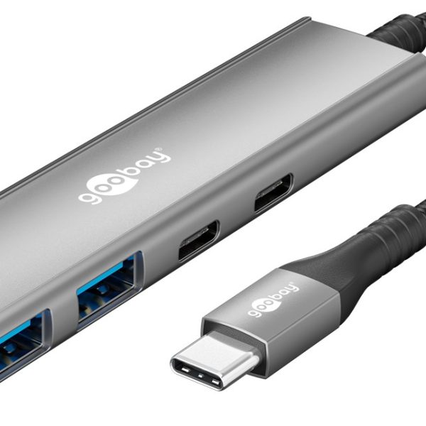 Goobay Slim 4-Port USB Hub, USB-C to USB-C/USB-A, 5 Gbit/s | 76563
