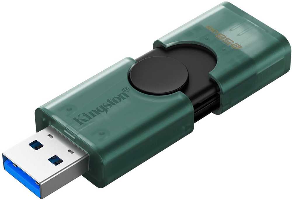 Kingston USB Flash Drive | DataTraveler Duo | 256 GB | USB Type-A and USB Type-C | Black/Green