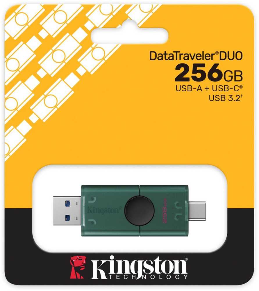 Kingston USB Flash Drive | DataTraveler Duo | 256 GB | USB Type-A and USB Type-C | Black/Green - Image 5