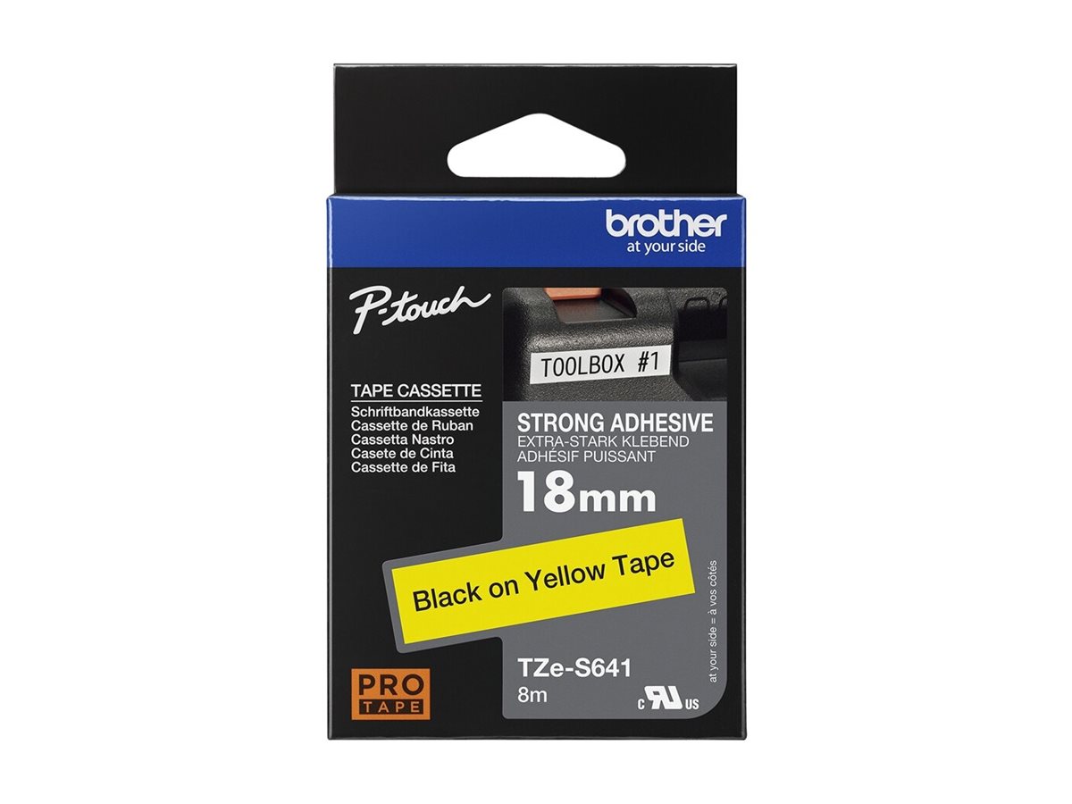 Brother | TZe-S641 Strong Adhesive Laminated Tape | Black on Yellow | TZe | 8 m | 1.8 cm - Image 5