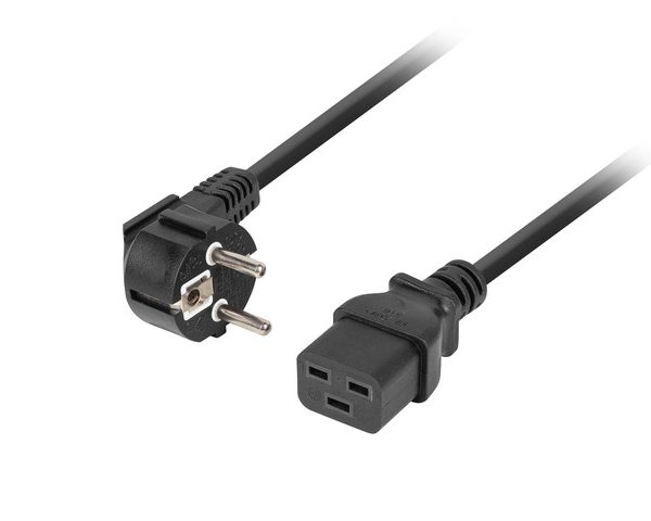 Lanberg | CEE 7/7- to IEC 320 C19 power cord, 16A VDE | CA-C19C-10CC-0018-BK