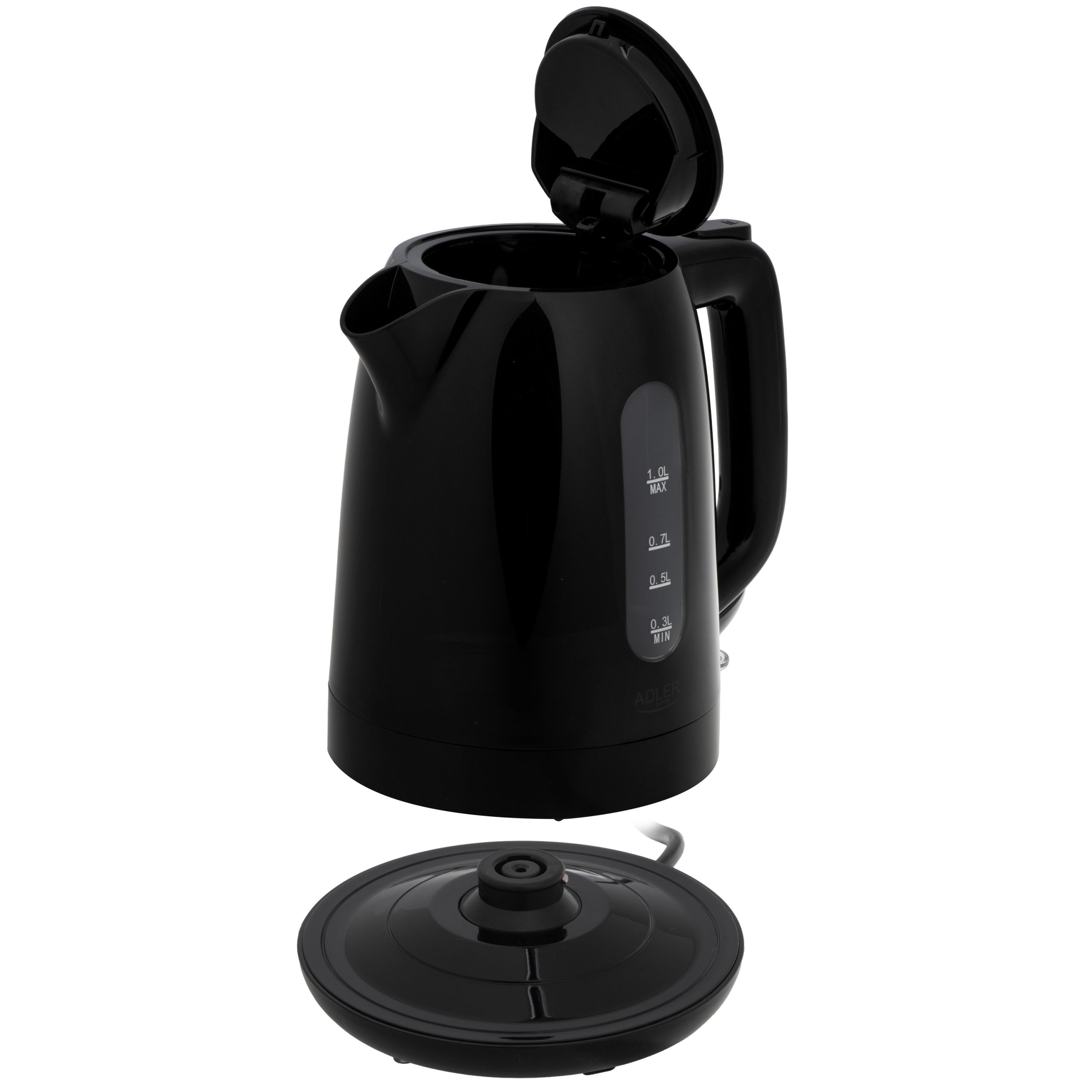 Adler Kettle | AD 1380b | Electric | 2200 W | 1 L | Polypropylene | 360° rotational base | Black - Image 5