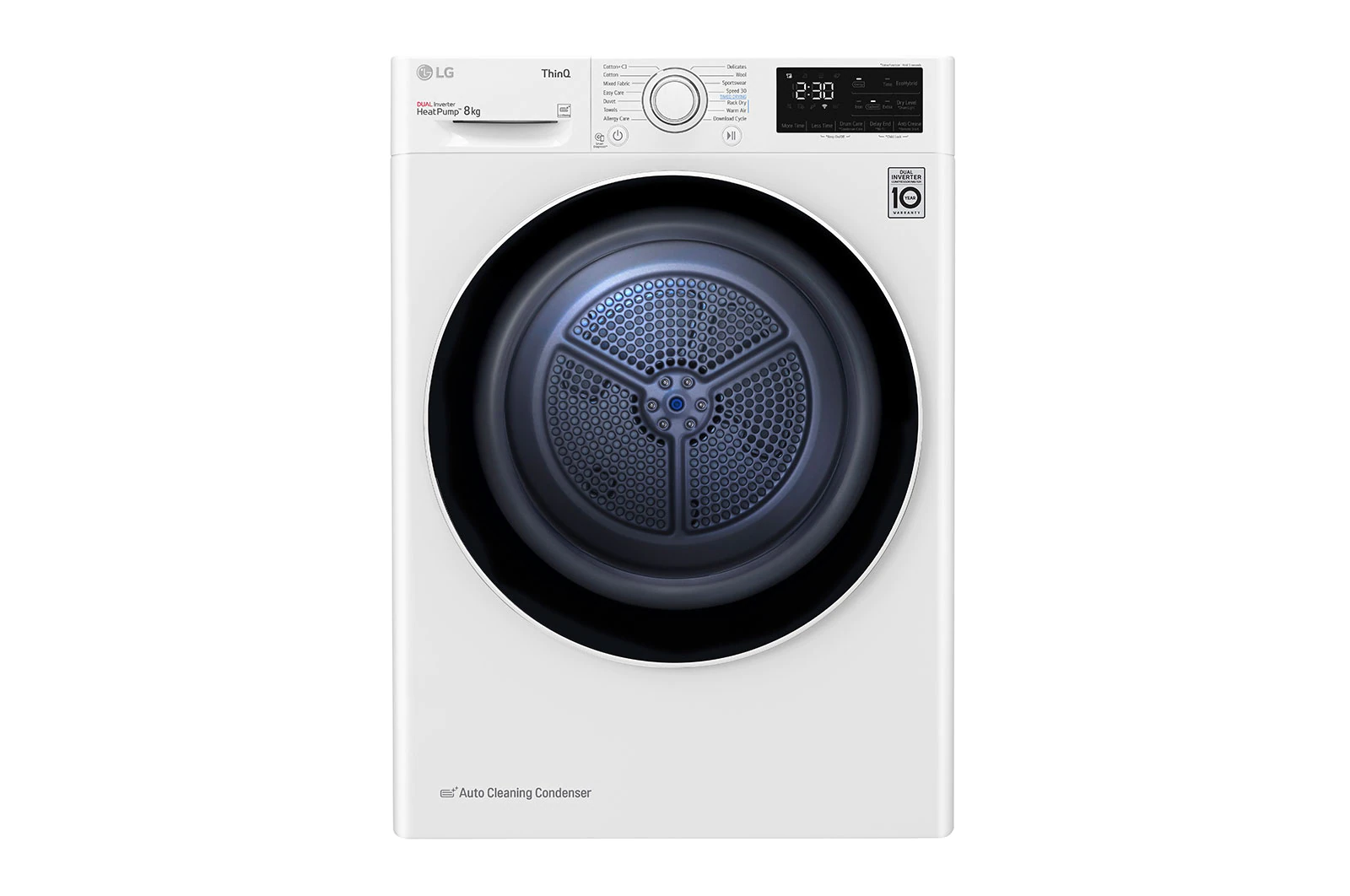 LG | Dryer Machine | RH80V3AV6N | Energy efficiency class D | Front loading | 8 kg | LED | Depth 69 cm | Wi-Fi | White