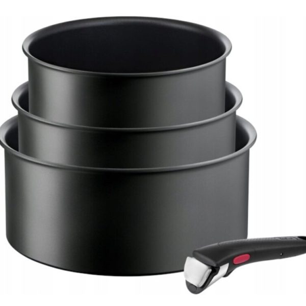TEFAL Pot Set, 4 pcs | L7649453 Ingenio Ultimate | 16/18/20 cm | Aluminum | Black
