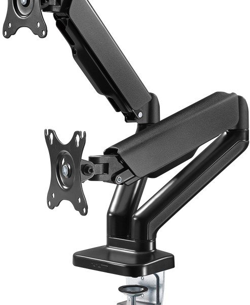 Goobay Desk Mount | Double Monitor Mount with Gas Spring | Swivel, Tilt, Rotation | 17-32 " | Maximum weight (capacity) 9 kg | Black