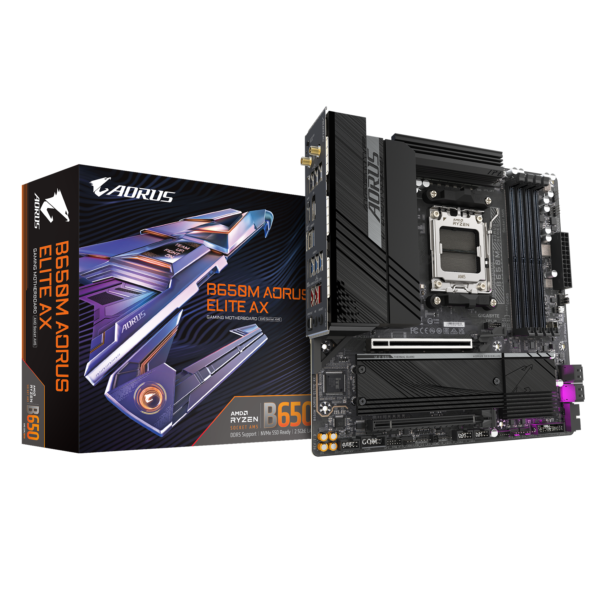 Gigabyte | B650M AORUS ELITE AX rev 1.3 | Processor family AMD | Processor socket AM5 | DDR5 DIMM | Supported hard disk drive interfaces SATA, M.2 | Number of SATA connectors 4