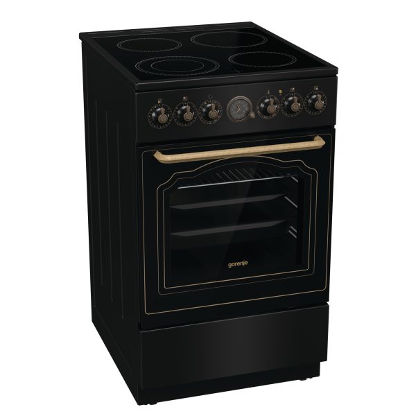 Gorenje Cooker | GECS5B70CLB | Hob type Vitroceramic | Oven type Electric | Black | Width 50 cm | Depth 59.4 cm | 70 L