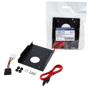 Logilink | Harddisk Mounting Bracket, 1x 2.5" to 3.5" | Black | *Mounting Frame for 1 HDD/SSD*Shockproof and solid mounting*8x assembly screws within package contents*Material: Plastic*Incl. SATA cable and SATA power adapter - Image 5