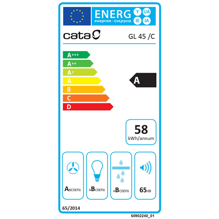 CATA | Hood | GL 45 X /C | Canopy | Energy efficiency class A | Width 50 cm | 820 m³/h | Touch | EcoLed | Stainless steel - Image 6
