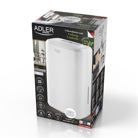 Adler | Compressor Air Dehumidifier | AD 7861 | Power 280 W | Suitable for rooms up to 60 m³ | Water tank capacity 2 L | White - Image 3