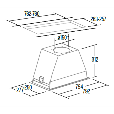 CATA | Hood | GL 75 X/D | Canopy | Energy efficiency class A | Width 90 cm | 850 m³/h | Mechanical control | EcoLed | Stainless Steel - Image 3