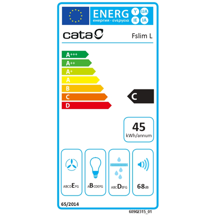 CATA | Hood | F-2060 BK /L | Conventional | Energy efficiency class C | Width 60 cm | 311 m³/h | Mechanical | LED | Black - Image 7