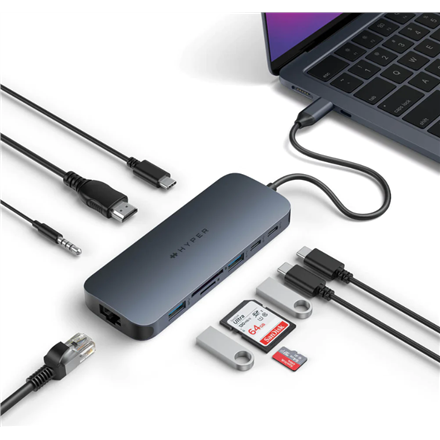 Hyper | HyperDrive EcoSmart Gen.2 Universal USB-C 10-in-1 Hub with 140 W PD3.1 Power Pass-thru | Ethernet LAN (RJ-45) ports 1 | HDMI ports quantity 1 - Image 4