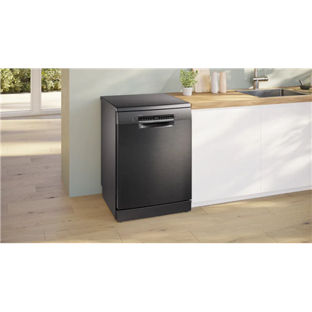Dishwasher | SMS4EMC06E | Free standing | Width 60 cm | Number of place settings 14 | Number of programs 6 | Energy efficiency class B | Display | AquaStop function | Black inox - Image 3