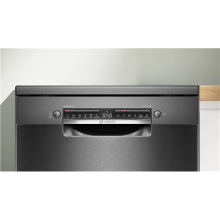 Dishwasher | SMS4EMC06E | Free standing | Width 60 cm | Number of place settings 14 | Number of programs 6 | Energy efficiency class B | Display | AquaStop function | Black inox - Image 4