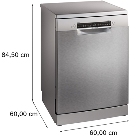 Dishwasher | SMS4HVI00E | Free standing | Width 60 cm | Number of place settings 14 | Number of programs 6 | Energy efficiency class D | Display | AquaStop function | Silver inox - Image 5