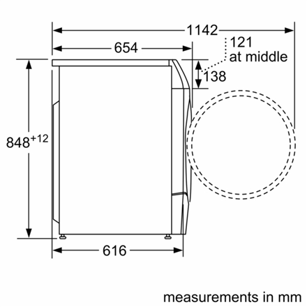 Bosch | Washing Machine | WNC254ARSN | Energy efficiency class A/D | Front loading | Washing capacity 10.5 kg | 1400 RPM | Depth 62.2 cm | Width 59.8 cm | LED | Drying system | Drying capacity 6 kg | Steam function | Dosage assistant | Grey - Image 7
