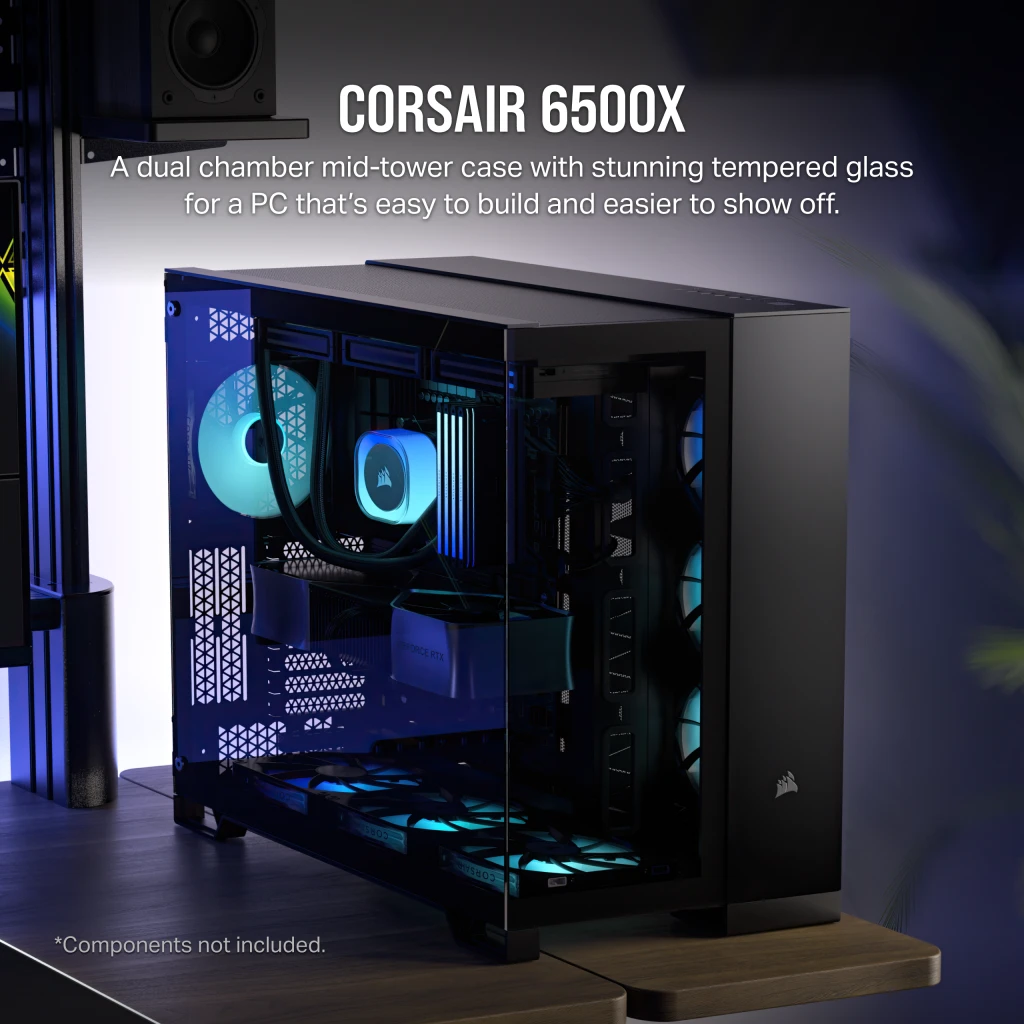 Corsair | Dual Chamber PC Case | 6500X | Black/Obsidian Aluminum | Mid-Tower | Power supply included No - Image 2