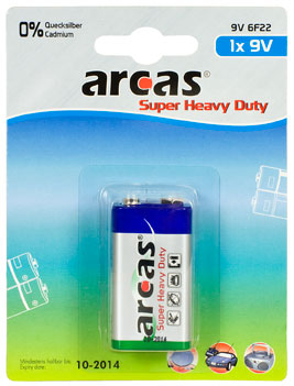 Arcas | 9V/6LR61 | Super Heavy Duty | 1 pc(s)