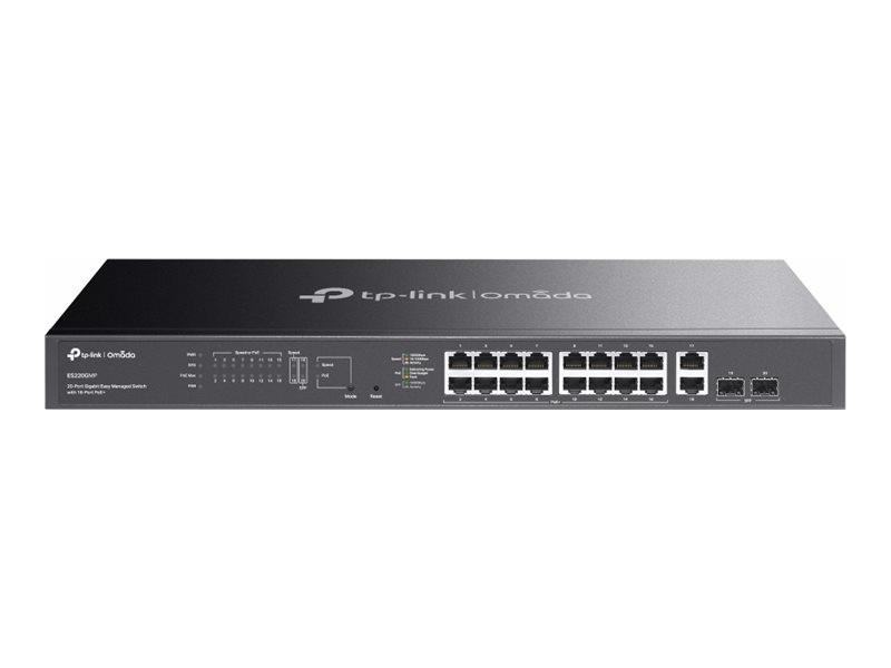 TP-LINK ES220GMP Omada 20-Port Gigabit Easy Managed Switch with 16-Port PoE+ | TP-LINK