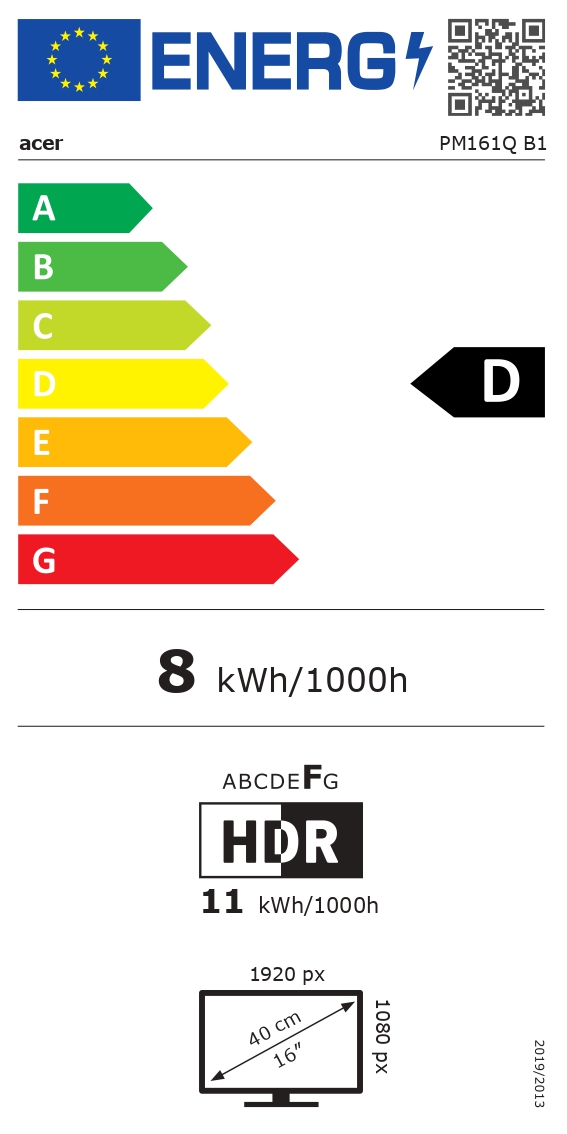 Acer | PM161Q B1bmiuux | 15.6 " | IPS | FHD | 16:9 | 60 Hz | 4 ms | 1920 x 1080 pixels | 250 cd/m² | HDMI ports quantity 1 | Black | Warranty 24 month(s) - Image 11