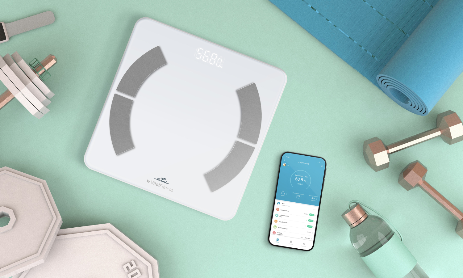 ETA Personal Scale | ETA277990000 Vital Fitness | Maximum weight (capacity) 180 kg | Accuracy 100 g | Body Mass Index (BMI) measuring | White - Image 9