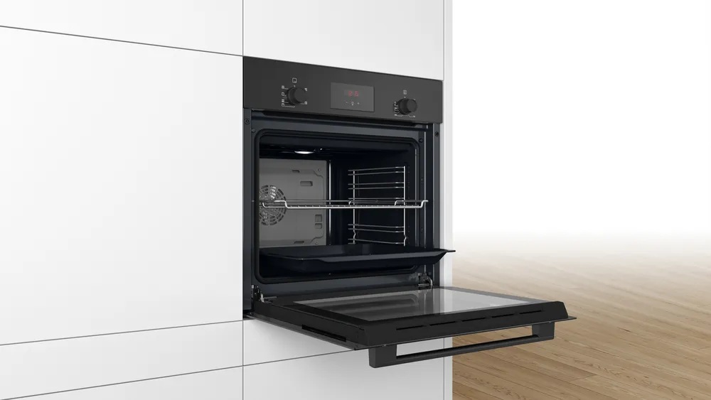 Bosch Oven | HBF133BA1 | 66 L | Electric | EcoClean | Knobs | Height 59.5 cm | Width 59.4 cm | Black - Image 5