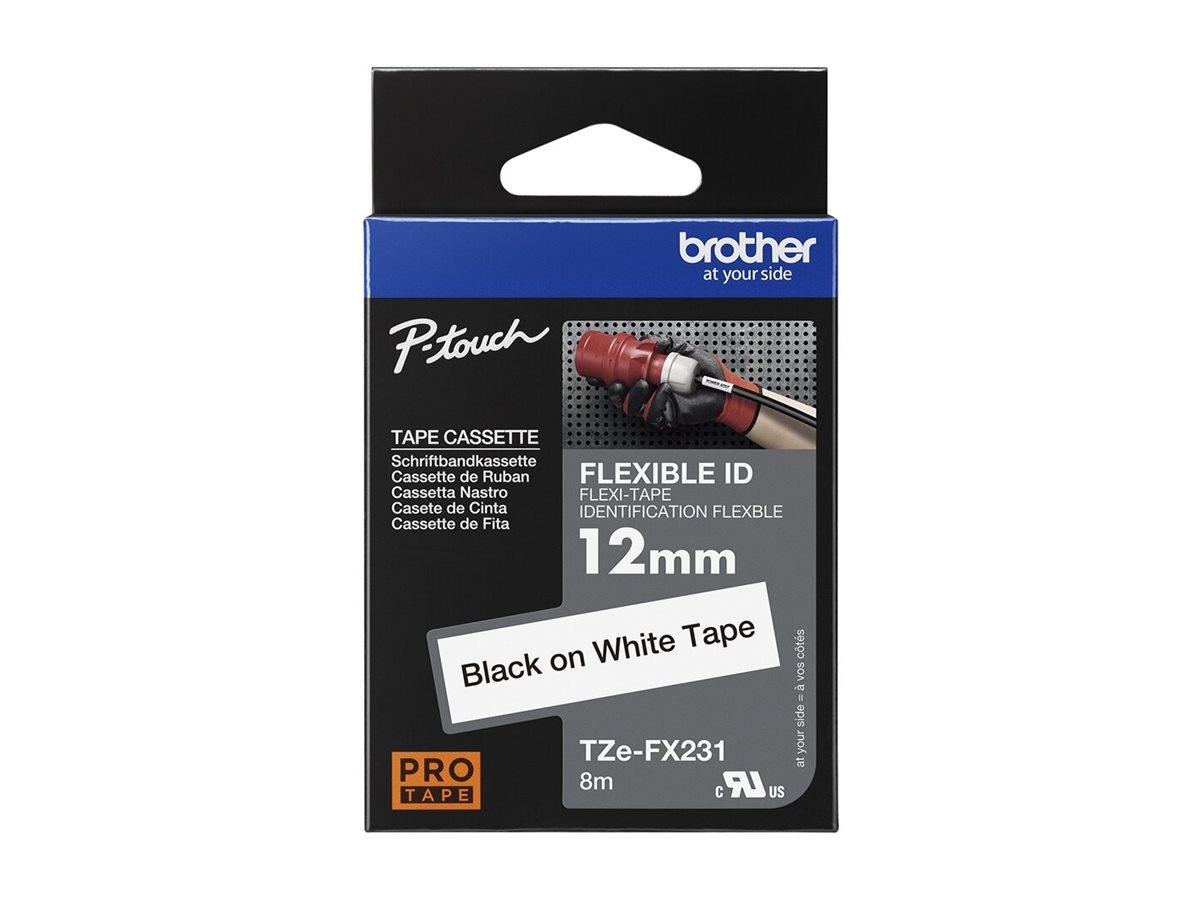 Brother | TZe-FX231 Flexible ID Laminated Tape | Black on White | TZe | 8 m | 1.2 cm - Image 5