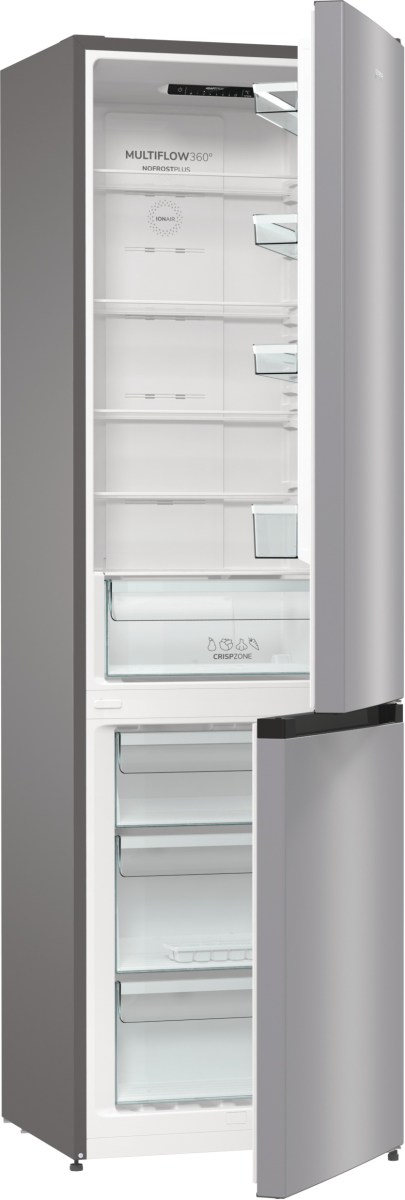 Gorenje Refrigerator | NRK6202ES4 | Energy efficiency class E | Free standing | Combi | Height 200 cm | No Frost system | Fridge net capacity 235 L | Freezer net capacity 96 L | Display | 38 dB | Grey - Image 3