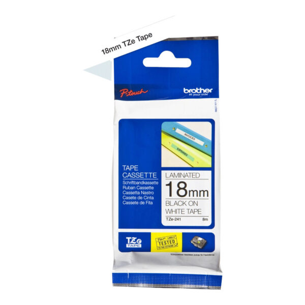 Brother | TZ-241 Laminated Tape | Black on White | TZe | 8 m | 1.8 cm