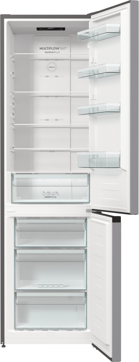 Gorenje Refrigerator | NRK6202ES4 | Energy efficiency class E | Free standing | Combi | Height 200 cm | No Frost system | Fridge net capacity 235 L | Freezer net capacity 96 L | Display | 38 dB | Grey - Image 9