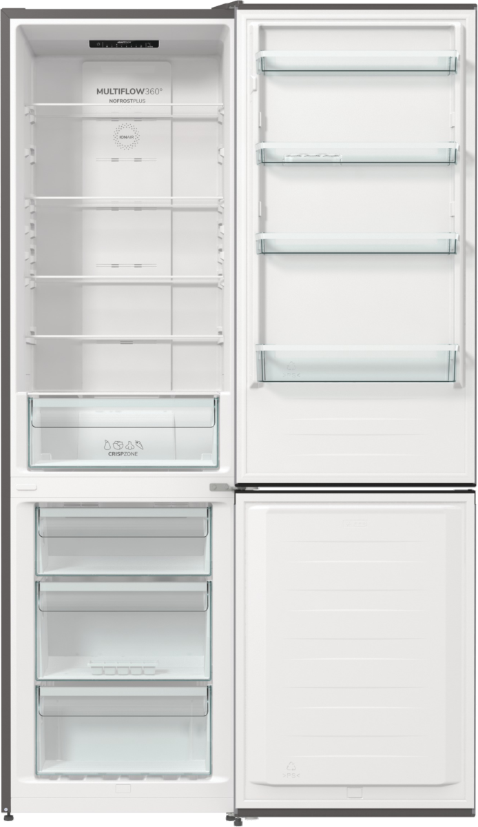 Gorenje Refrigerator | NRK6202ES4 | Energy efficiency class E | Free standing | Combi | Height 200 cm | No Frost system | Fridge net capacity 235 L | Freezer net capacity 96 L | Display | 38 dB | Grey - Image 15