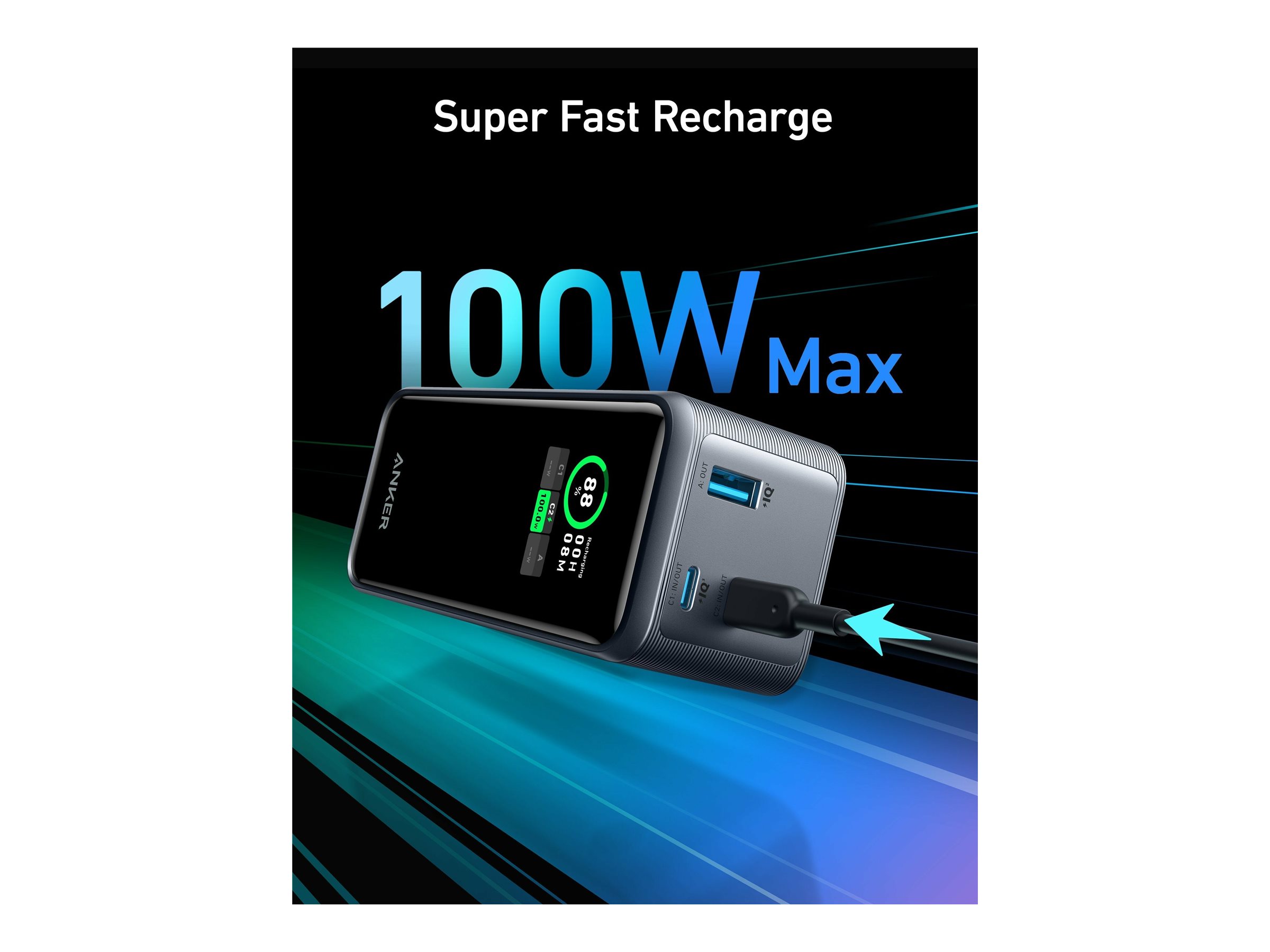 Anker Power Bank, 200 W | Prime | 20000 mAh | Black - Image 2