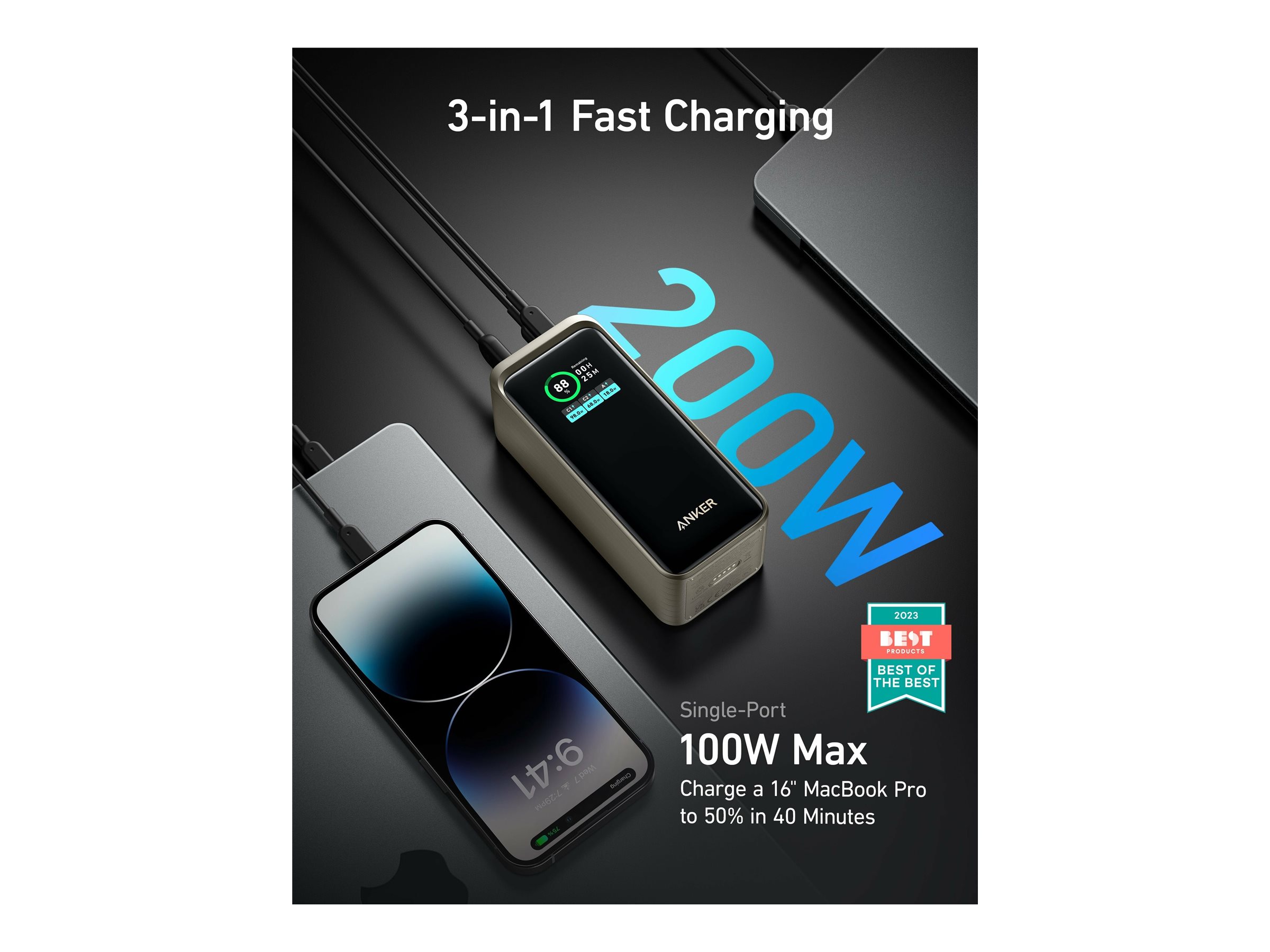 Anker Power Bank, 200 W | Prime | 20000 mAh | Black - Image 5