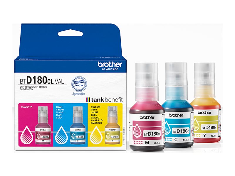 Brother BTD180CL | Ink refill | Yellow, Cyan, Magenta - Image 2