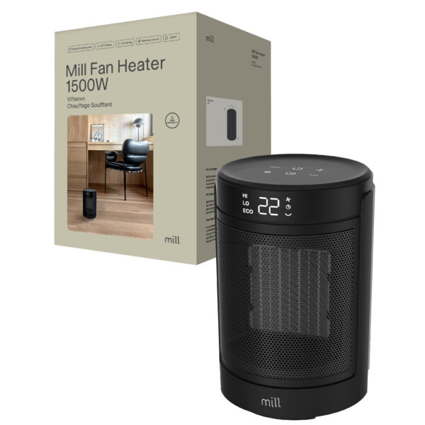 Mill FH1500BLACK | Ceramic fan heater | 1500 W | Suitable for rooms up to 22 m² | Black