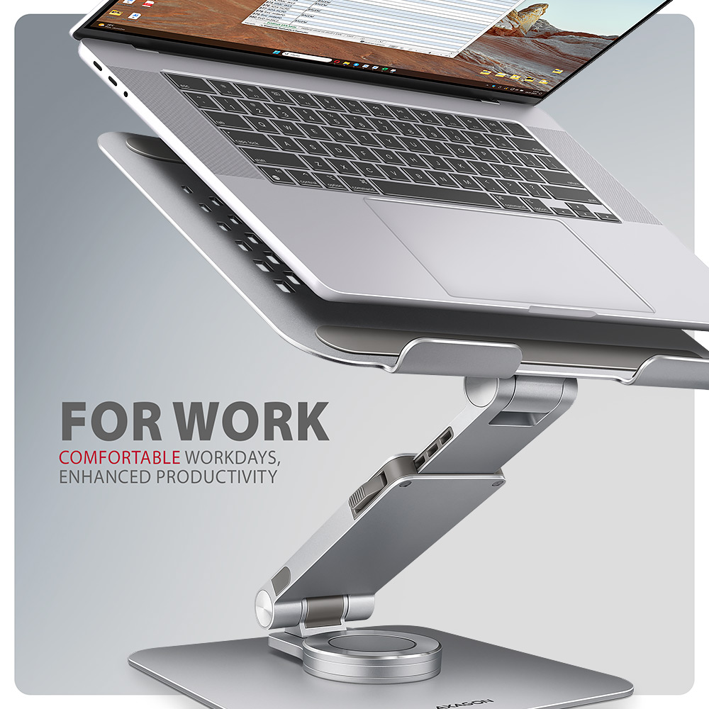 AXAGON Desk Mount | STND-LR stand with 360° rotation for laptops and tablets | Adjustable Height, Angle | 10-17.3 " | Aluminum - Image 4