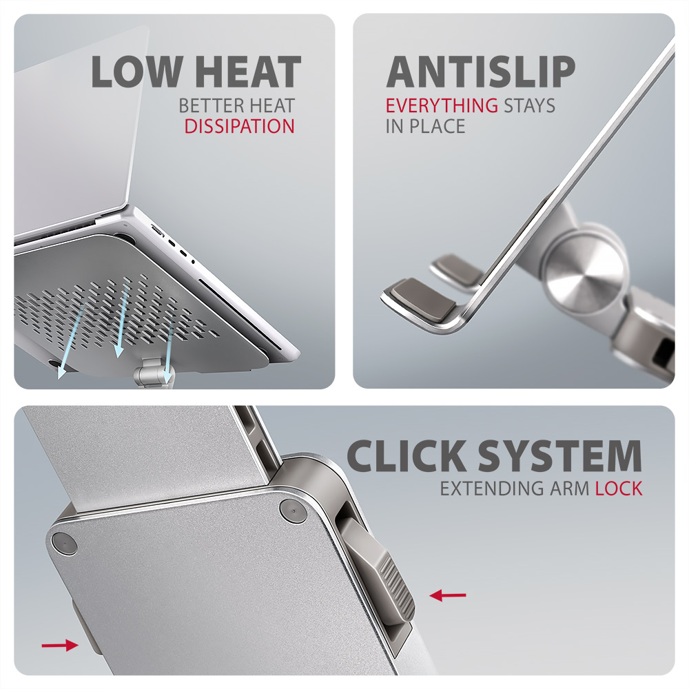 AXAGON Desk Mount | STND-LR stand with 360° rotation for laptops and tablets | Adjustable Height, Angle | 10-17.3 " | Aluminum - Image 10