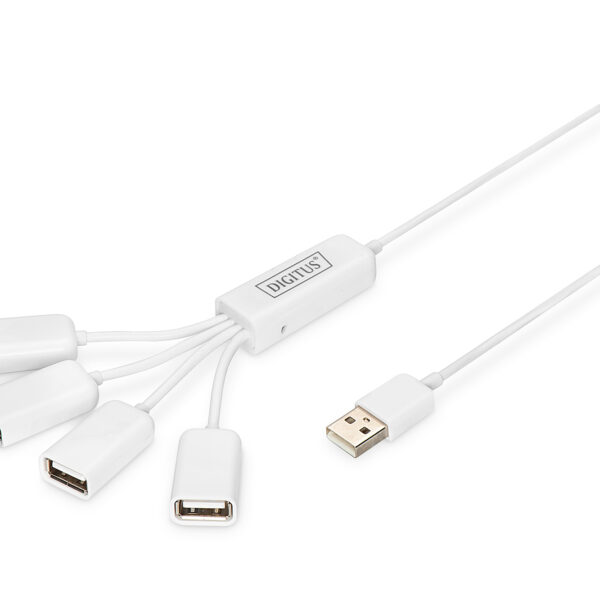 Digitus | USB 2.0 Cable Hub, 4-Port 4x USB A/F, 1x USB A male, DC2.5mm (PSU not incl.) | DA-70216