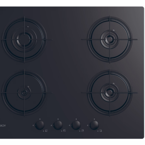 Candy Hob | CVW6BB | Gas on glass | Number of burners/cooking zones 4 | Knobs | Black