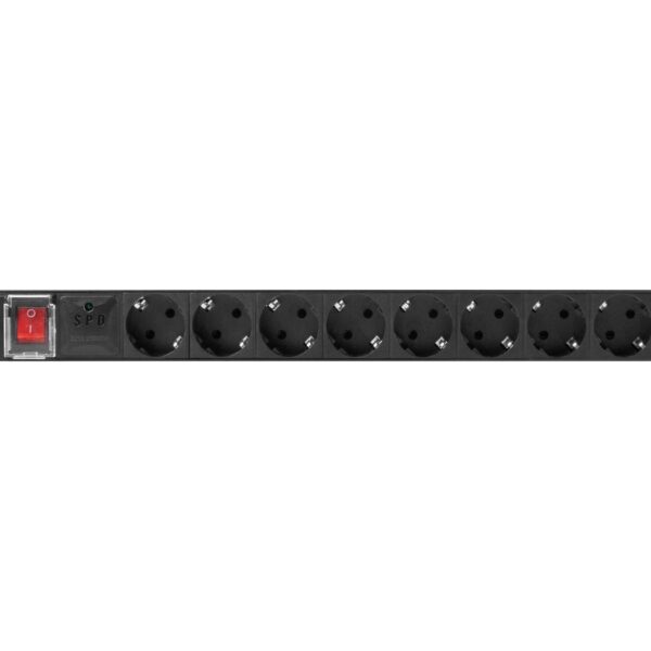 Lanberg Power Distribution unit (PDU) 19" 1U 16A 2m 8X Schuko oulets | PDU-08F-0200-BK