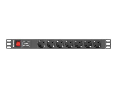 Lanberg Power Distribution unit (PDU) 19" 1U 16A 2m 7X Schuko oulets | PDU-07F-0200-BK