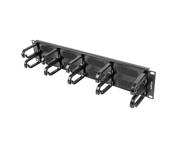 Lanberg 19" cable management brush panel 10 rings - type B 2U | AK-1204-B | Black - Image 3