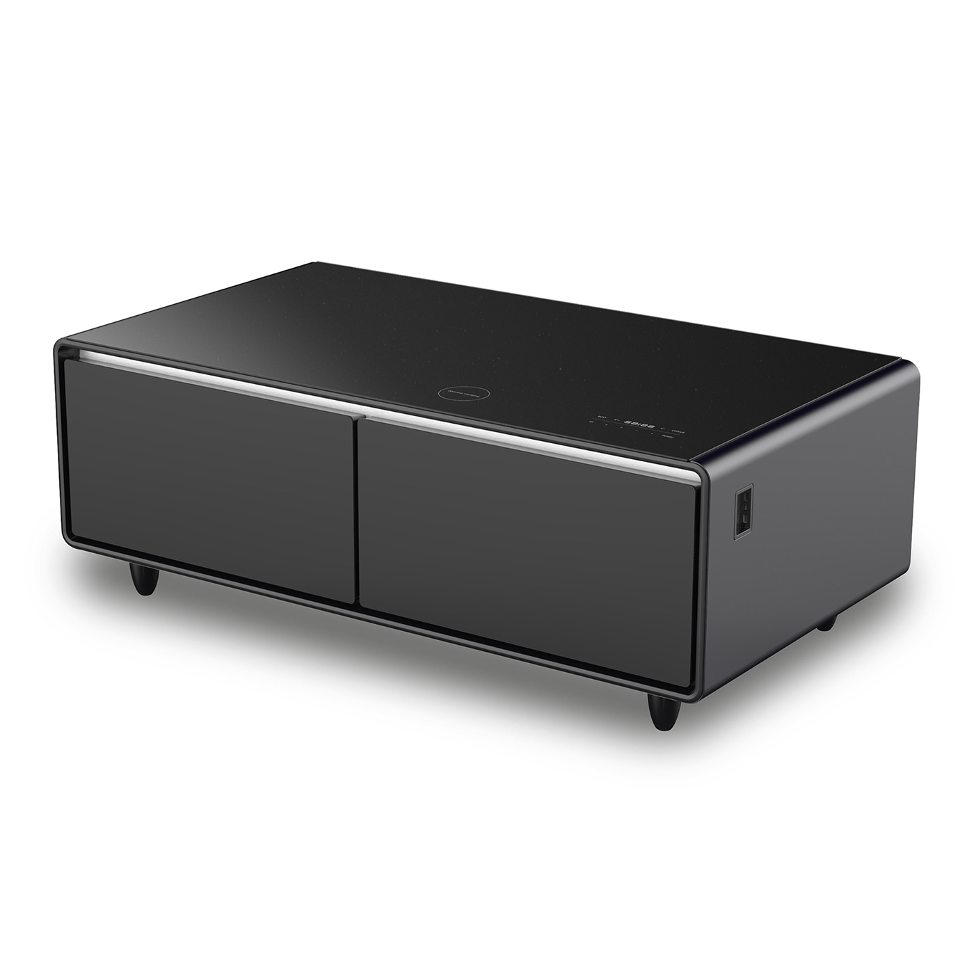 Caso | Lounge-Table with cooling compartments, sound bar and charging option | Sound and Cool | Energy efficiency class F | Free standing | Black