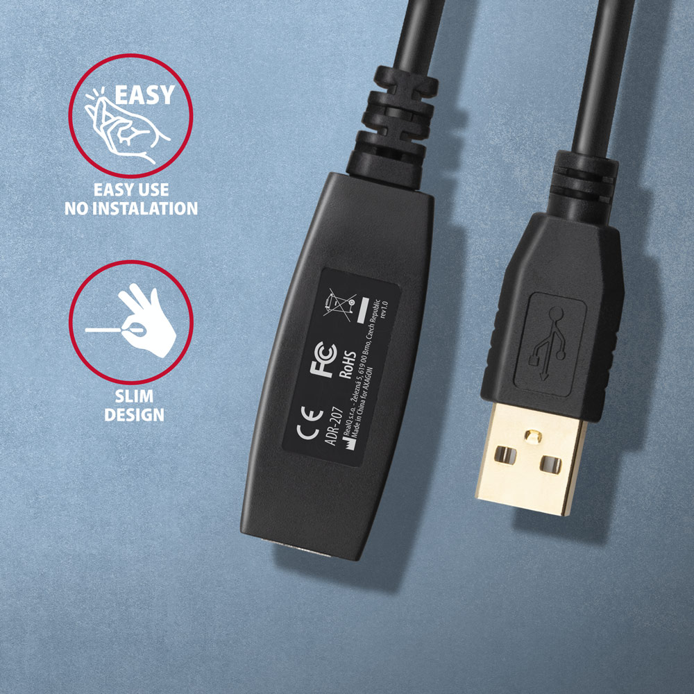 AXAGON Active extension cable, 7.5 m | ADR-207 | USB Type-A to USB Type-A - Image 3