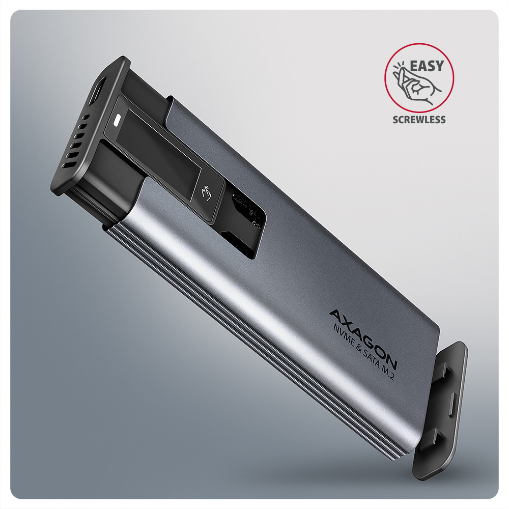 AXAGON External USB-C 10Gbps metal box with info display for M.2 NVMe and SATA SSD | EEM2-SD2 - Image 3