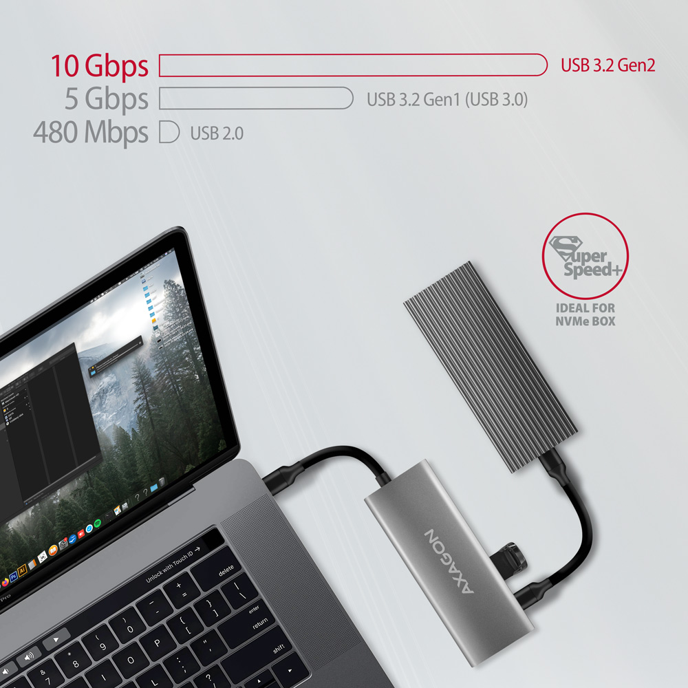 AXAGON Multi-port USB-C 10Gbps hub, 13cm | HMC-5G21 - Image 5